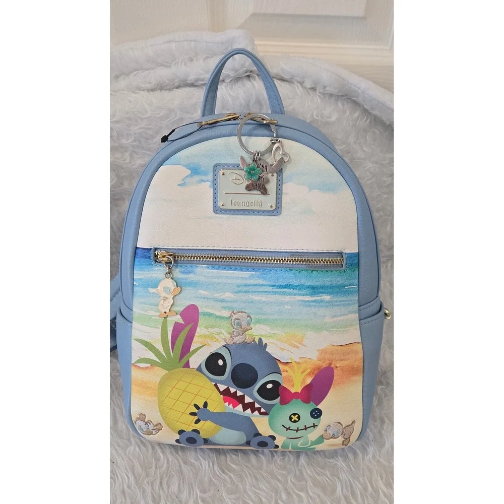 Loungefly Disney Lilo and Stitch Beach‎ Pineapple Mini Backpack Light Blue Bag